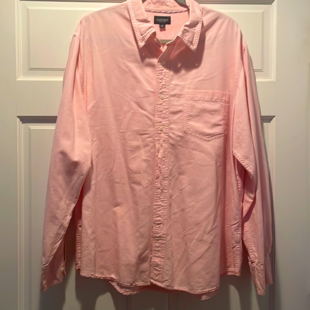 Men’s Pink Cotton Button Down Long Sleeve Shirt by Sonoma Lifestyle